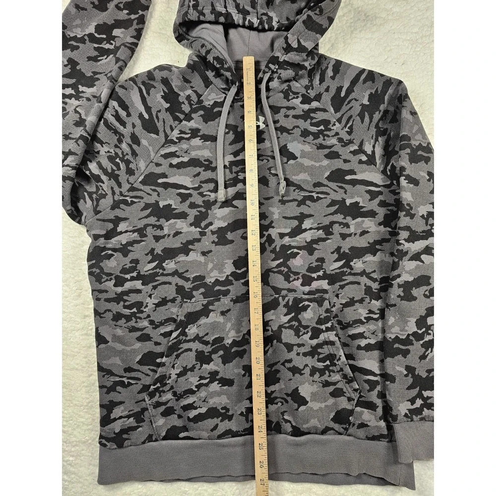 Under‎ Armour Mens Hoodie Rival Fleece Camo AOP HD Grey Black Long Sleeve Medium